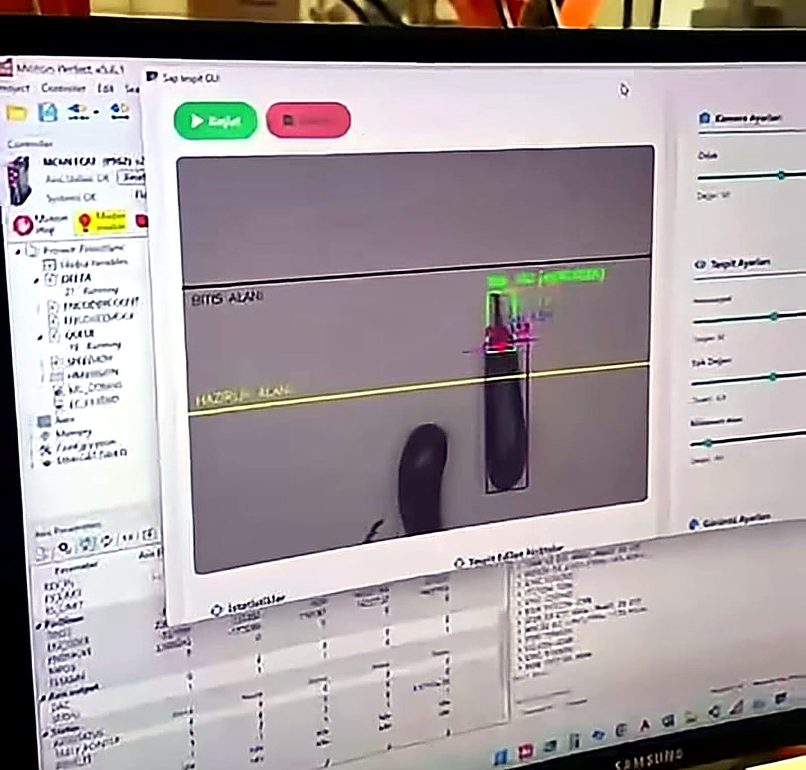 DOKTEK machine-vision detection interface shared across its cutting and slicing lines